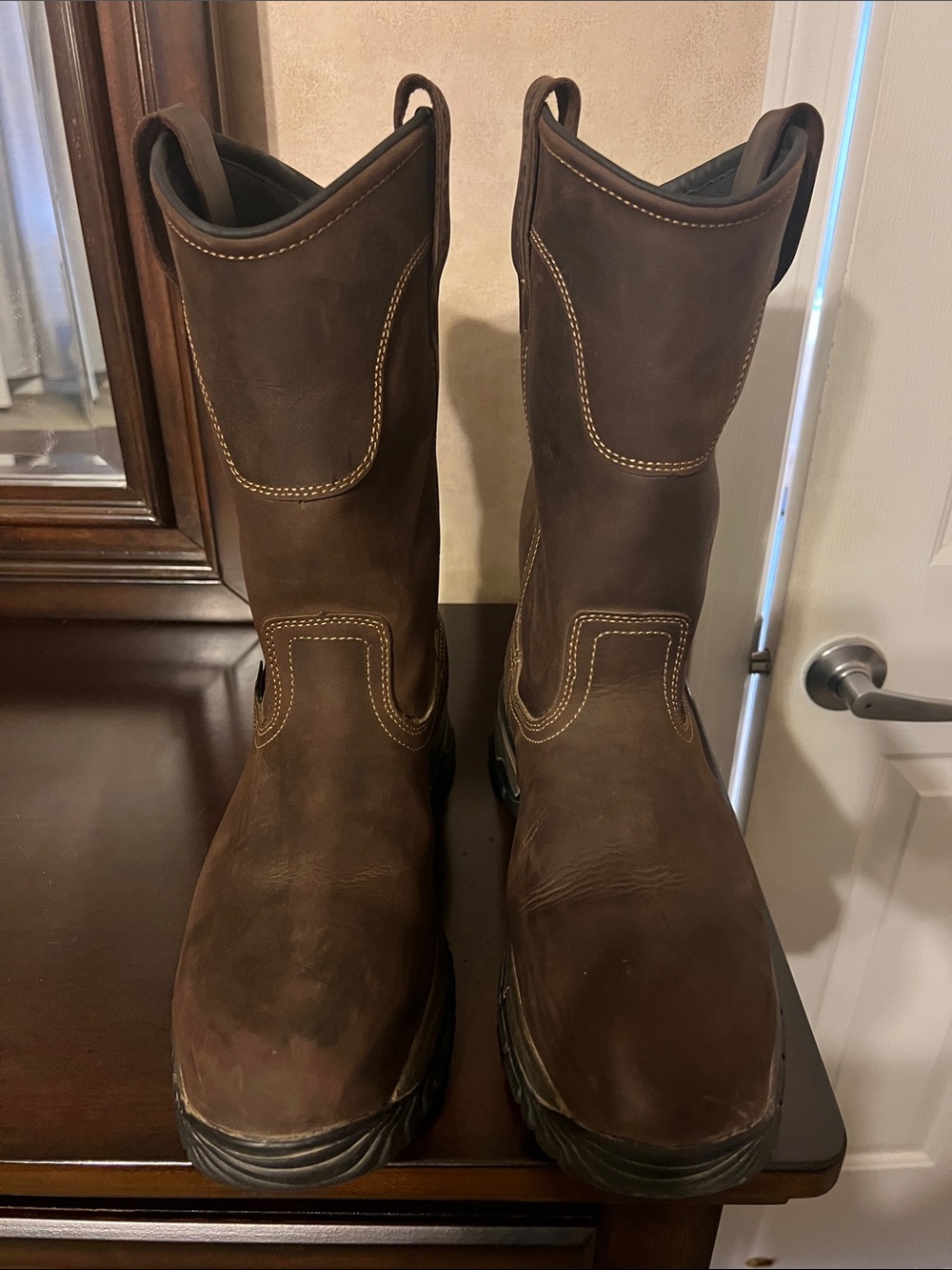 Irish Setter Dark Brown Pull-On Western Work Boots